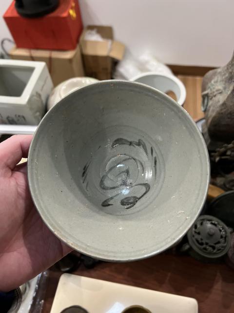 古玩陶瓷明代晚期海水法螺紋青花碗拍賣,當前價格299元