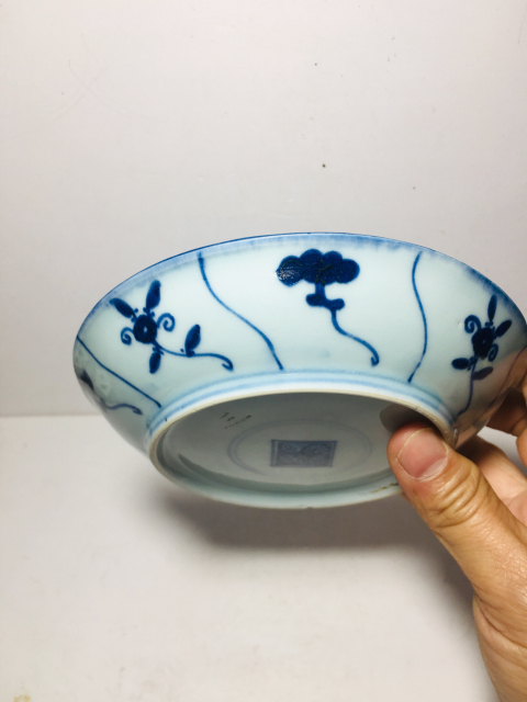 古玩陶瓷雍正青花靈芝紋盤拍賣,當(dāng)前價格888元