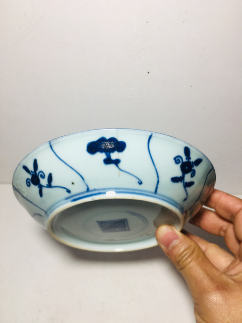 古玩陶瓷雍正青花靈芝紋盤拍賣,當(dāng)前價格888元