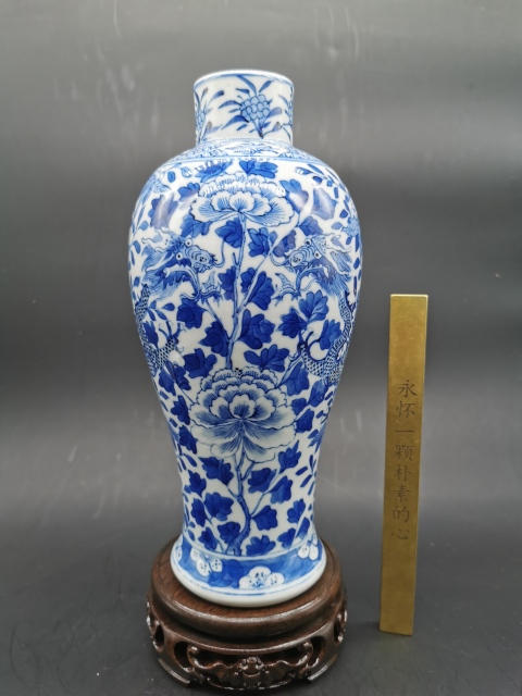 古玩陶瓷清晚?青花花間龍紋雞腿瓶拍賣,當前價格3666元