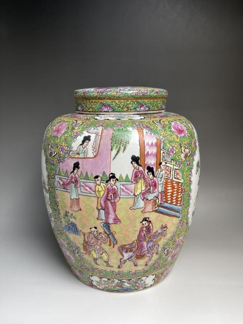 古玩陶瓷出口創(chuàng)匯期益謙堂龍年制款廣彩罐拍賣，當(dāng)前價(jià)格460元