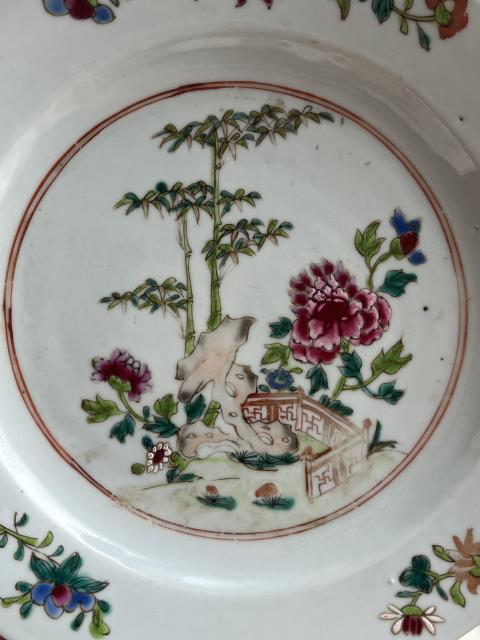古玩陶瓷雍正至乾隆竹石牡丹圖粉彩盤一對(duì)拍賣,當(dāng)前價(jià)格4000元