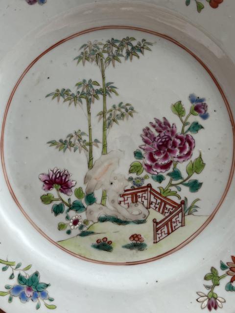 古玩陶瓷雍正至乾隆竹石牡丹圖粉彩盤一對(duì)拍賣,當(dāng)前價(jià)格4000元
