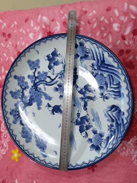 古玩陶瓷昭和時期嬰戲紋青花盤拍賣,當前價格999元