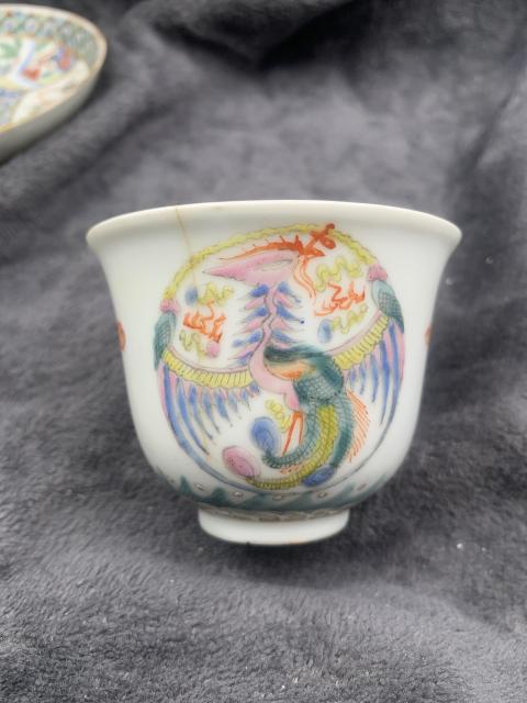 古玩陶瓷民國粉彩團龍鳳杯拍賣，當前價格1888元