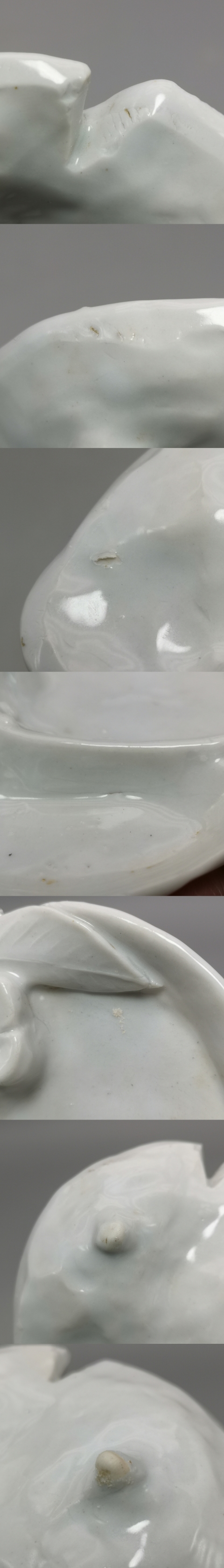 古玩陶瓷清末民初 壽桃形梅花紋白釉 三足筆舔 文房用品拍賣，當前價格299元