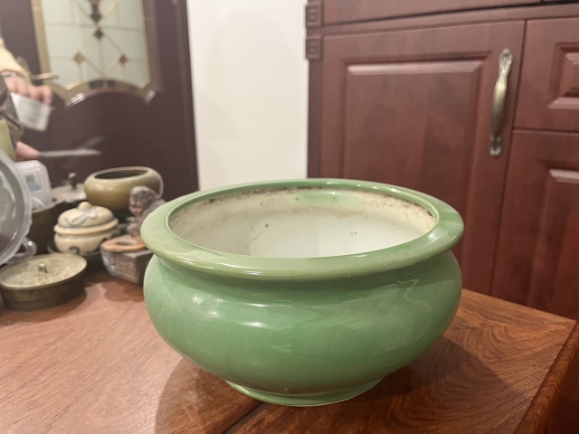 古玩陶瓷解放初期綠釉香爐拍賣，當前價格199元
