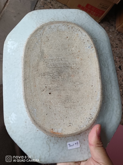 古玩陶瓷清代中期樓臺亭閣山水紋青花盤拍賣，當前價格1500元