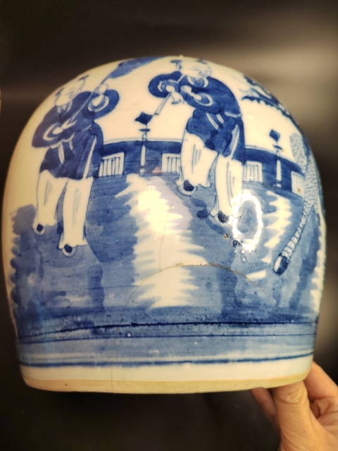 古玩陶瓷清道光青花麒麟送子圖罐拍賣，當前價格1888元