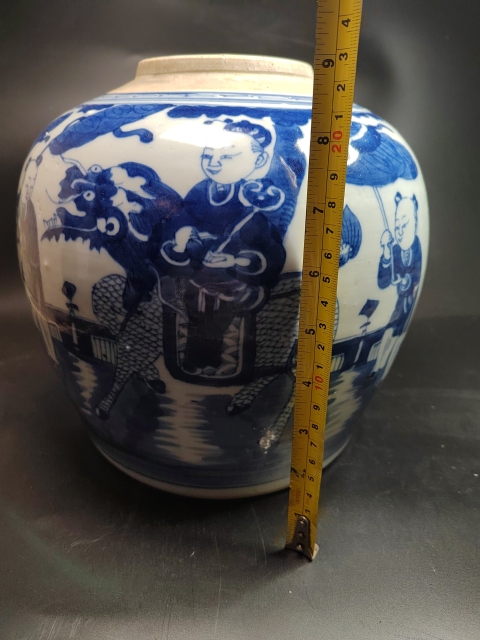 古玩陶瓷清道光青花麒麟送子圖罐拍賣，當前價格1888元