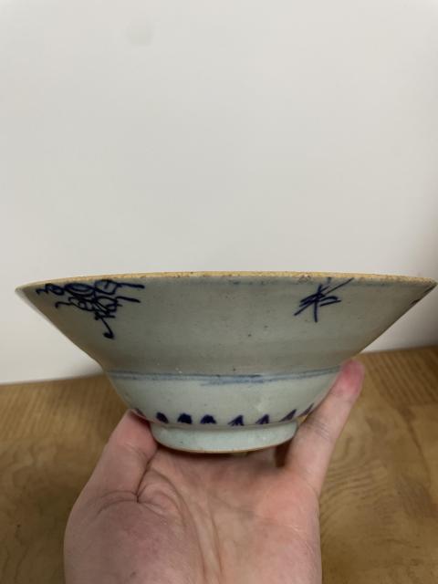 古玩陶瓷清三代青花草帽碗拍賣，當前價格1100元