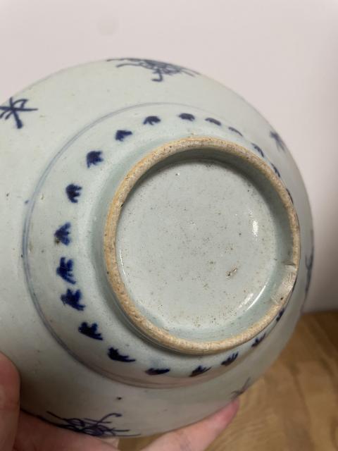 古玩陶瓷清三代青花草帽碗拍賣，當前價格1100元