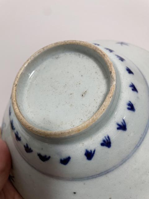 古玩陶瓷清三代青花草帽碗拍賣，當前價格1100元