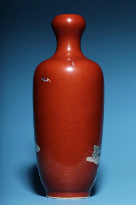 古玩陶瓷民國粉彩**紅地粉彩神仙人物蒜頭瓶拍賣，當前價格45800元