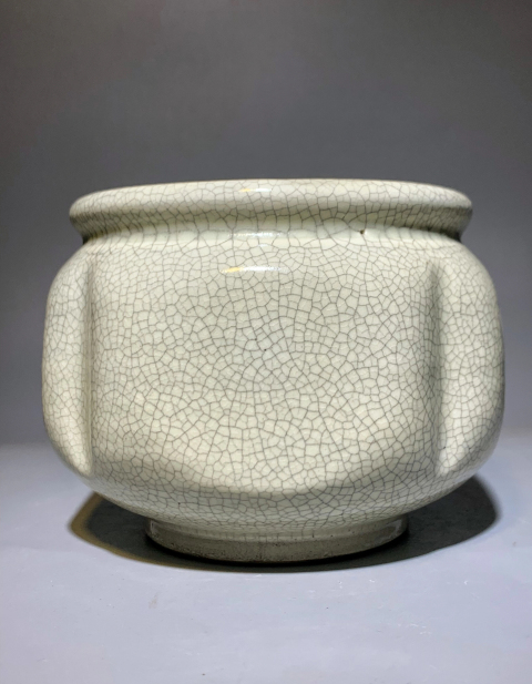 古玩陶瓷鳳溪窯瓜棱哥釉香爐拍賣，當前價格2888元