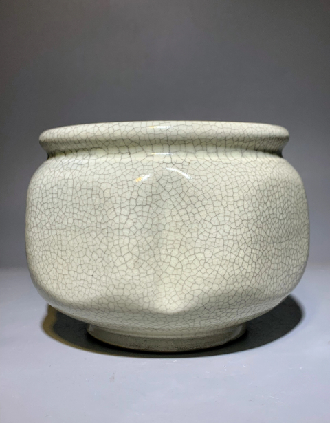 古玩陶瓷鳳溪窯瓜棱哥釉香爐拍賣，當前價格2888元