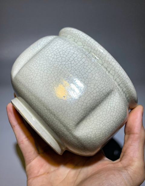 古玩陶瓷鳳溪窯瓜棱哥釉香爐拍賣，當前價格2888元