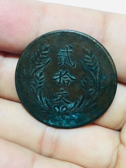 古玩錢幣中華銅幣貳拾文拍賣,當前價格199元