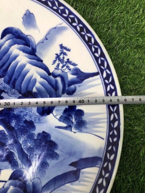 古玩陶瓷精美民國青花山水紋盤拍賣,當前價格458元