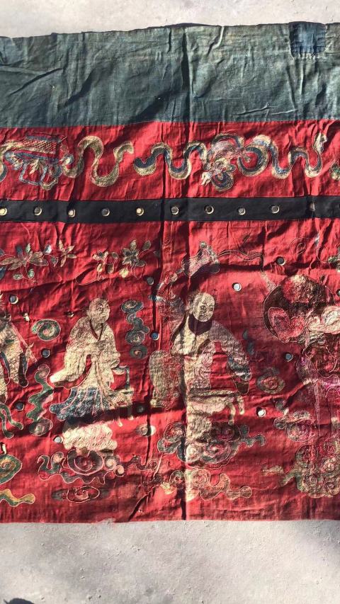 古玩雜項清代，八仙獻壽，刺繡帷幔拍賣，當前價格5555元