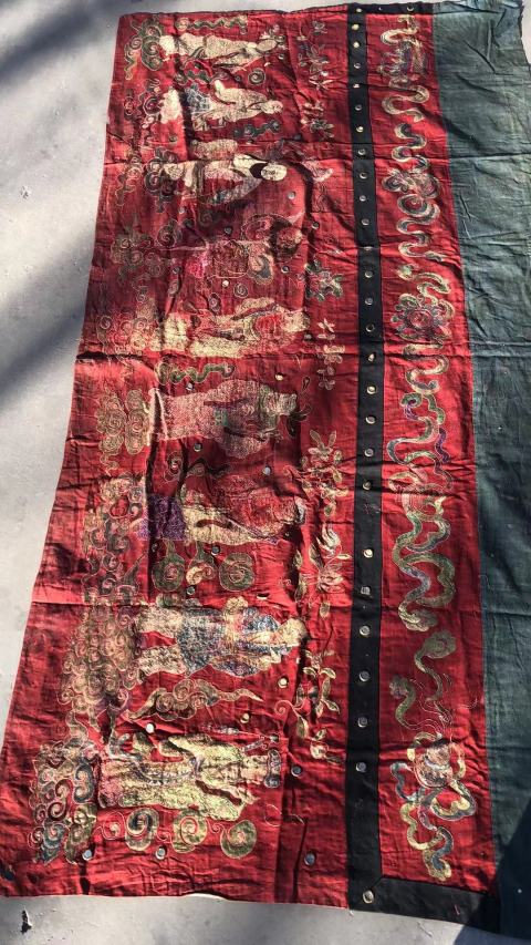 古玩雜項清代，八仙獻壽，刺繡帷幔拍賣，當前價格5555元