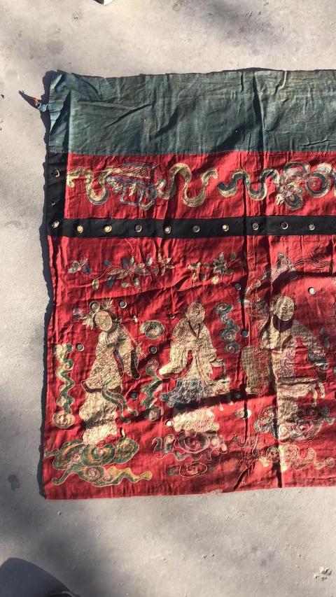 古玩雜項清代，八仙獻壽，刺繡帷幔拍賣，當前價格5555元