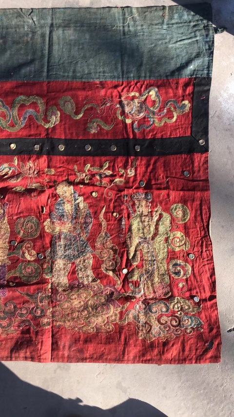 古玩雜項清代，八仙獻壽，刺繡帷幔拍賣，當前價格5555元