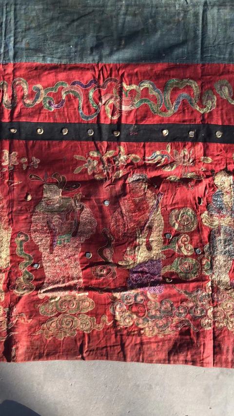古玩雜項清代，八仙獻壽，刺繡帷幔拍賣，當前價格5555元