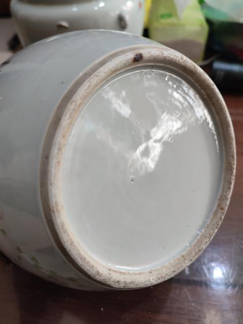 古玩陶瓷民國花卉紋彩繪四系粥罐拍賣,當前價格480元