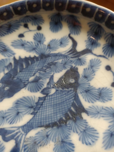 古玩陶瓷【望月樓】清晚期青花魚藻紋盤拍賣,當(dāng)前價格1800元