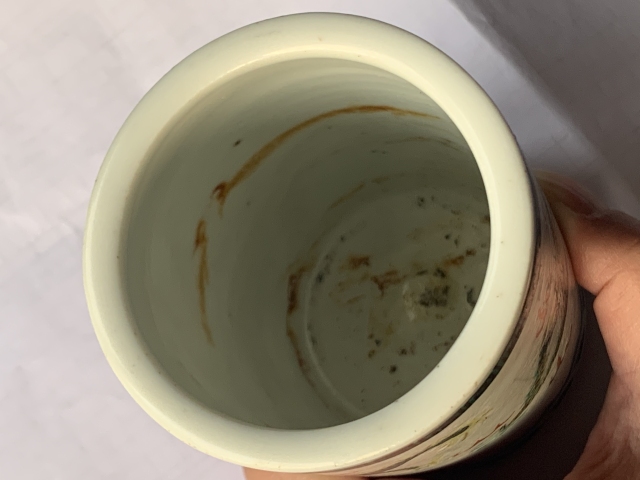 古玩陶瓷晚清成化年制款礬紅綠彩龍紋筆筒拍賣，當前價格2988元