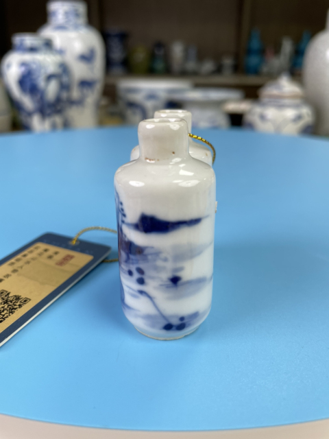 古玩陶瓷清咸豐 青花山水人物故事圖紋雙連鼻煙壺拍賣，當前價格3300元