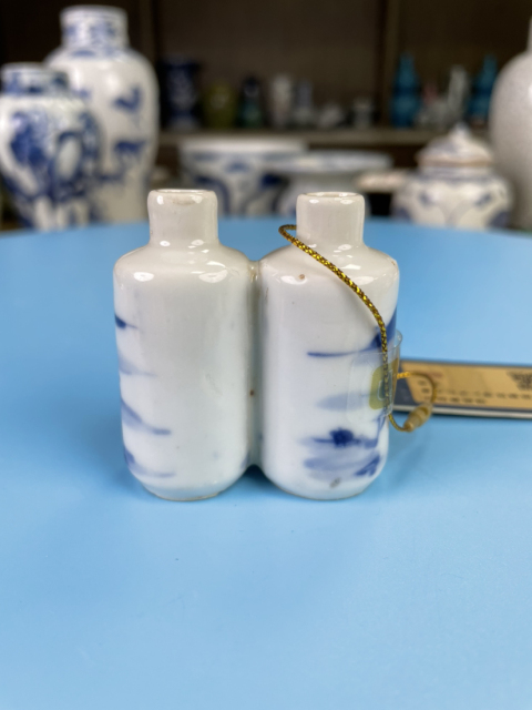 古玩陶瓷清咸豐 青花山水人物故事圖紋雙連鼻煙壺拍賣，當前價格3300元