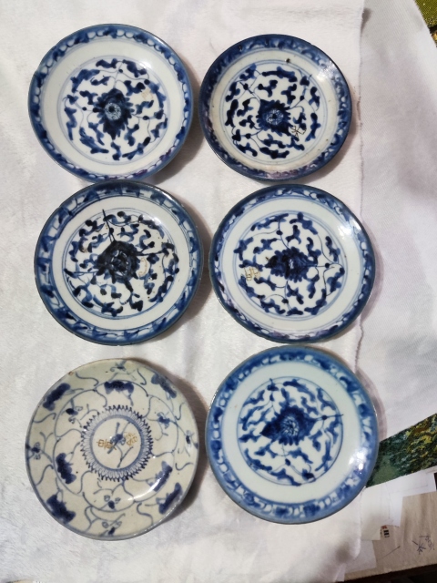 古玩陶瓷清乾隆如意靈芝紋青花盤拍賣,當前價格1168元