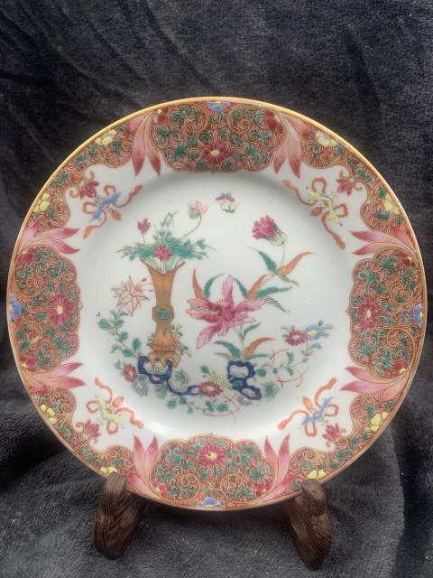 古玩陶瓷清雍正粉彩花卉盤拍賣,當前價格1888元