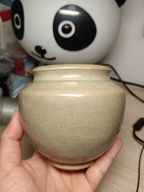 古玩陶瓷龍泉青瓷折肩小蓋罐拍賣,當前價格3000元