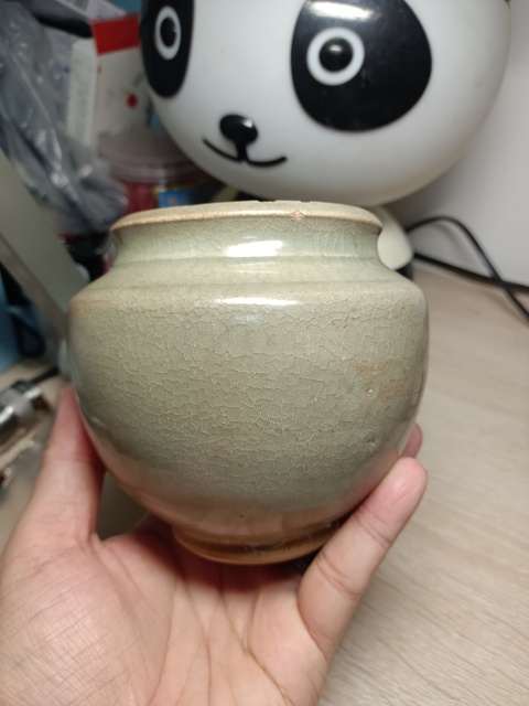 古玩陶瓷龍泉青瓷折肩小蓋罐拍賣,當前價格3000元