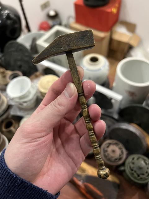 古玩雜項清末小銅錘拍賣，當前價格150元