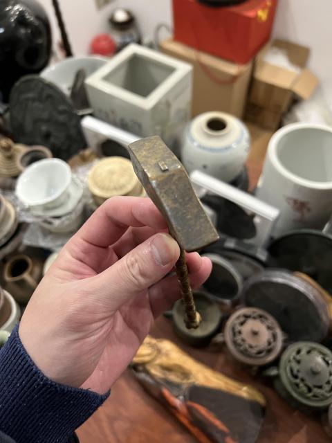 古玩雜項清末小銅錘拍賣，當前價格150元