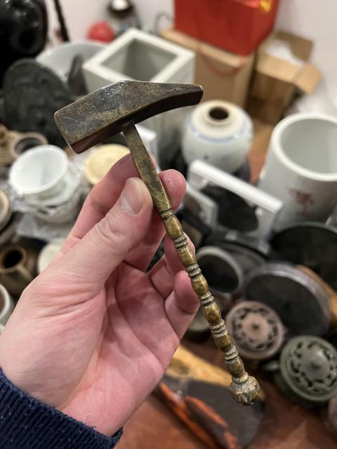 古玩雜項清末小銅錘拍賣，當前價格150元