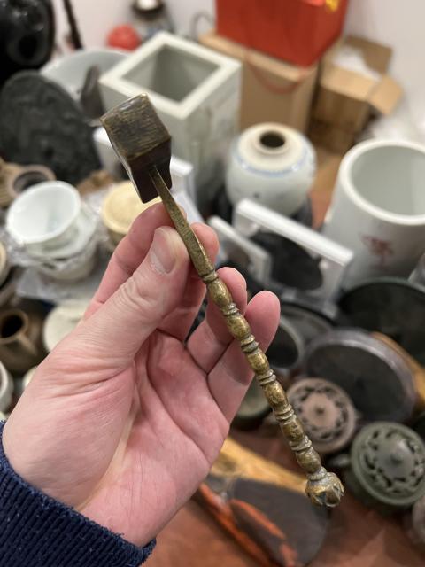 古玩雜項清末小銅錘拍賣，當前價格150元