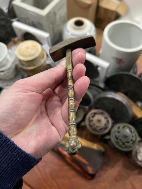 古玩雜項清末小銅錘拍賣，當前價格150元