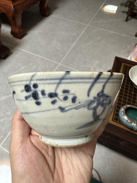 古玩陶瓷明末清初花卉紋青花碗拍賣，當前價格650元