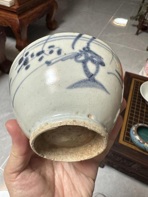 古玩陶瓷明末清初花卉紋青花碗拍賣，當前價格650元