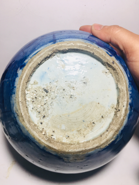 古玩陶瓷晚清民國青花開窗花卉紋西瓜罐拍賣，當(dāng)前價(jià)格0元