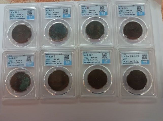 古玩錢幣陜西省造二分8枚拍賣，當前價格260元