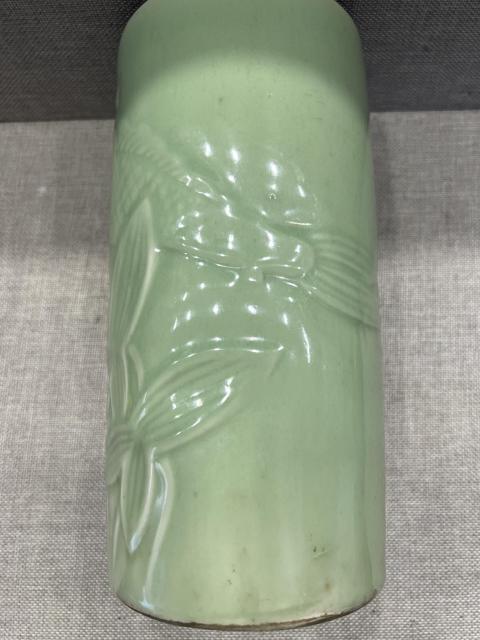 古玩陶瓷【低價一手就放漏】民國·魚藻紋青釉大筆筒拍賣，當前價格1688元