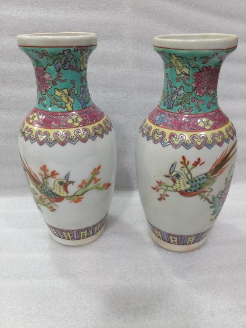 古玩陶瓷出口創(chuàng)匯期花鳥紋盤口瓶拍賣,當前價格450元