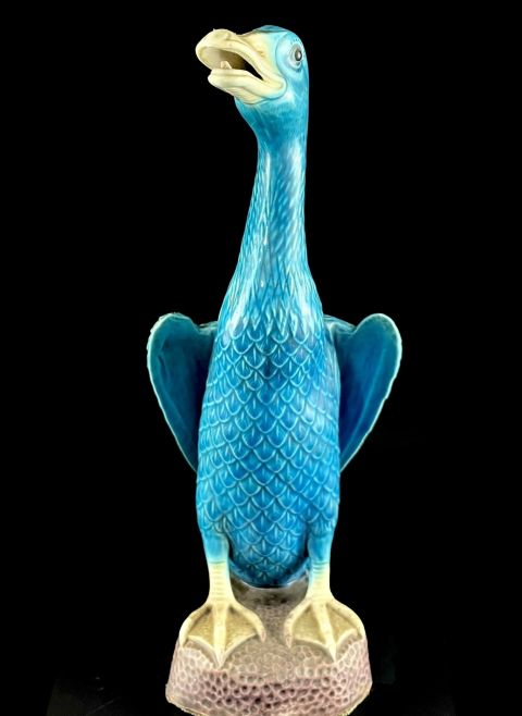 古玩陶瓷創(chuàng)匯?孔雀藍(lán)釉鴨子瓷塑拍賣，當(dāng)前價(jià)格1490元