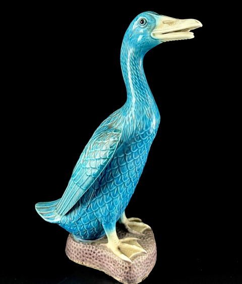 古玩陶瓷創(chuàng)匯?孔雀藍(lán)釉鴨子瓷塑拍賣，當(dāng)前價(jià)格1490元